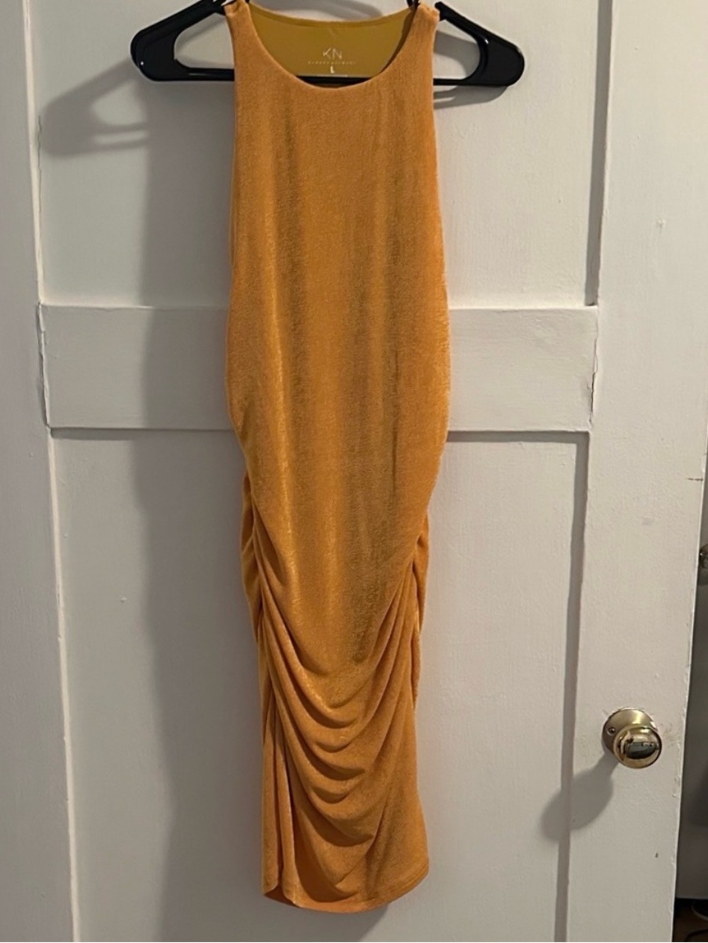 Klassy Network Golden Yellow Open Back Dress